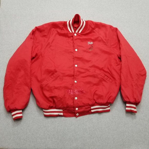 Vintage Butwin Jacket Mens Large Red‎ Made In USA Pockets Dick - Picture 1 of 14
